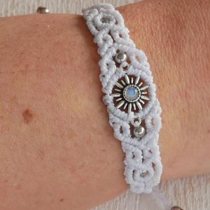 bracelet micro macramé soly argenté blanc